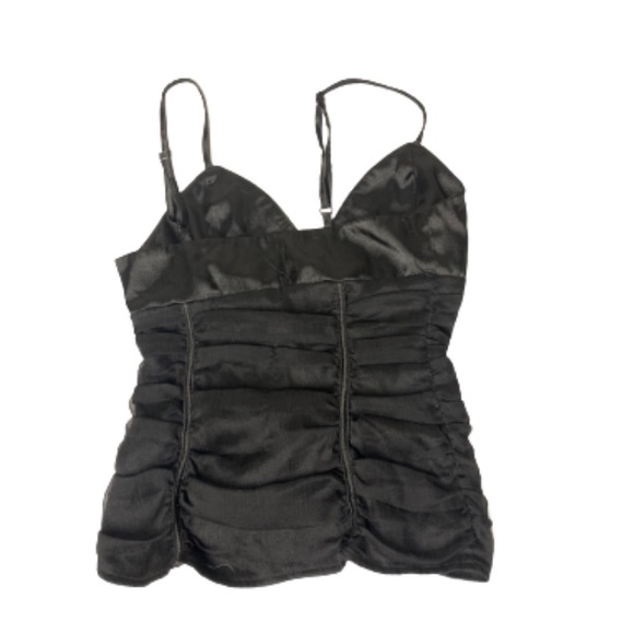 Y2k silk and mesh ruched top with hook and eye front closure - Picture 2 of 2